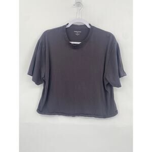 Fabletics Women's Gray Cotton Short Sleeve Cropped Boxy Tee Large